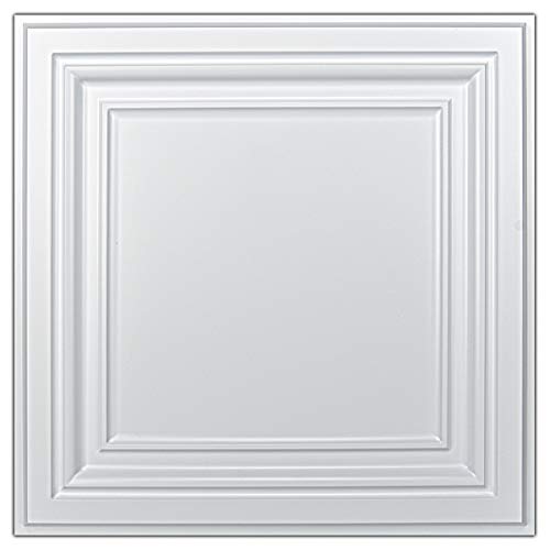 Art3d - Piastrelle per soffitto in PVC, in plastica, colore: Bianco (confezione da 12)