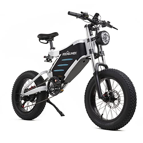 RZOGUWEX Bicicletta elettrica ， EBIKE fuoristrada da 20 pollici per adulti con batteria agli ioni di litio rimovibile da 48 V 25 Ah, mountain bike a 7 velocità con doppi ammortizzatori e motore se