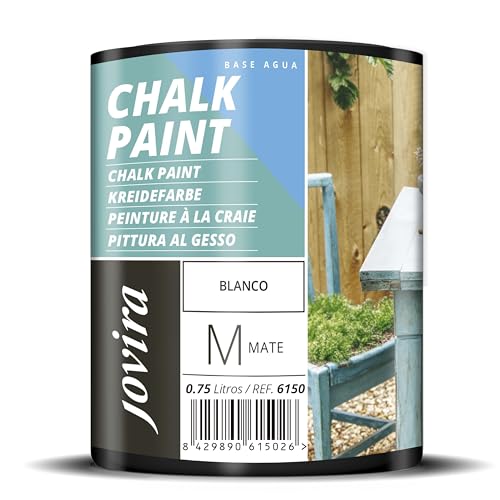 JOVIRA PINTURAS Chalk Paint, Pittura al Gesso, Matte all' Aqua, Rinnova il tuo arredamento con creatività. (750 ml, Bianco)