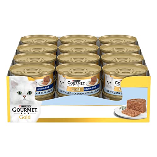 Purina Gourmet Gold Mousse Gatto con Pesce Dell'Oceano, 24 Lattine da 85 g