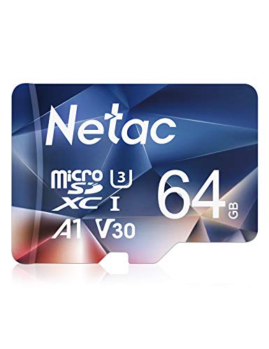 Netac 64 GB Scheda Micro SD, Scheda di Memoria A1, U3, C10, V30, 4K, 667X, UHS-I Velocità fino a 100/30 MB/sec(R/W) Micro SD Card per Telefono, Videocamera, Switch, Gopro, Tablet