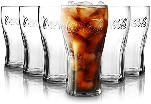 Atlantis - Coca Cola, bicchieri per acqua, 330 ml, set da 6 bicchieri di alta qualità, lavabili in lavastoviglie, trasparenti