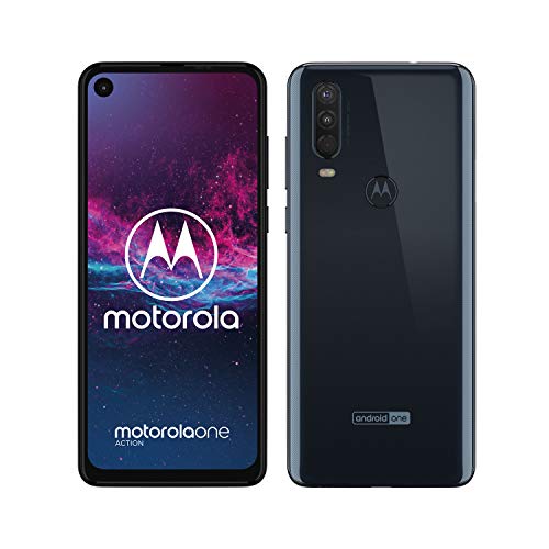 Motorola One Action Grey, display 6.3 Cinema Vision (21:9), sistema a tripla fotocamera, smartphone UK Sim-Free con 4 GB di RAM e 128 GB, Single Sim, blu denim