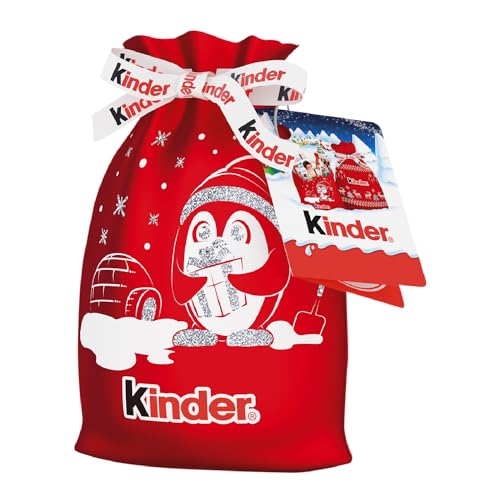 Kinder Happy Snack Sacco Rosso - 13 Snack Dolci al Cioccolato Assortiti, Sacco Speciale di Babbo Natale, Idea Regalo, Confezione da 290,5 gr