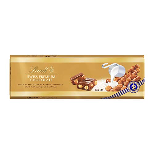 Lindt Tavoletta Gold Latte Nocciole, Tavoletta di Cioccolato, maxi formato 300g