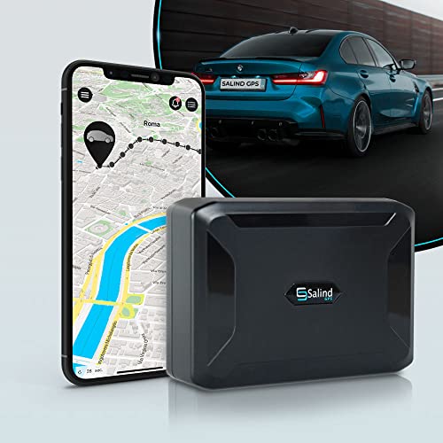 SALIND GPS Tracker per Auto, Barche e Altri Veicoli, Localizzatore con App con Magnete Integrato, Batteria a Lunga Durata (Fino a 90 Giorni in Modalità Standby) e Monitoraggio in Tempo Reale