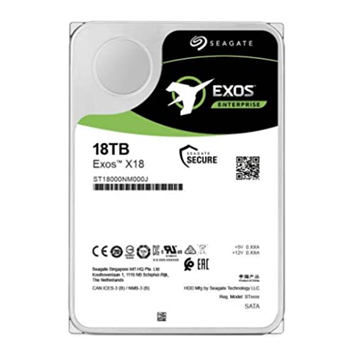 Seagate Exos X18, 18TB, Hard Disk Interno, HDD, SAS, Classe Enterprise, CMR 3,5', Hyperscale SATA 6GB/s, 7.200 RPM, 512e, caching avanzato (ST18000NM000J)