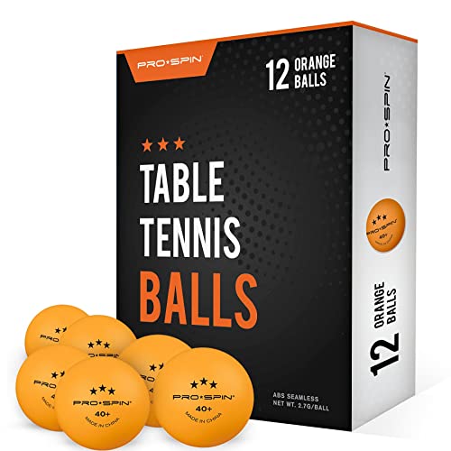 PRO SPIN Palline Ping Pong – Arancioni 3-Stelle 40+ Palle da Ping Pong di Alta Qualità (Confezione da 12) – Palline da Ping Pong per Giochi e Competizioni, da Esterno o Interno
