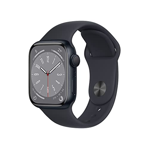 Apple Watch Series 8 (GPS, 41mm) Smartwatch con cassa in alluminio color mezzanotte con Cinturino Sport color mezzanotte - Regular. Fitness tracker, app Livelli O₂, resistente all’acqua