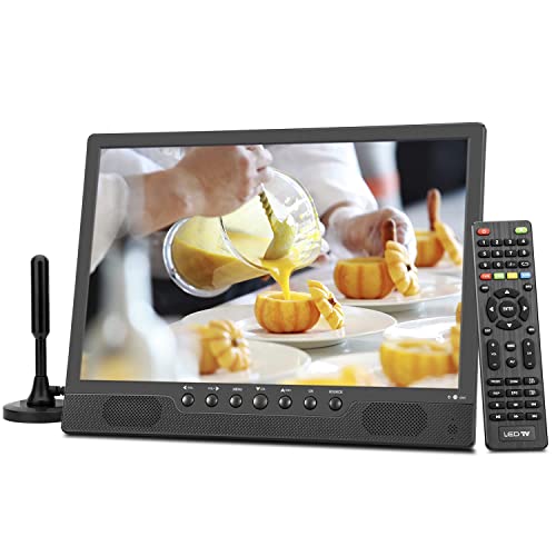 KCR 1080p 14.1Inch TV digitale DVB-T2 portatile, Freeview, batteria ricaricabile, porta USB, jack per cuffie, telecomando, ingresso AV, ingresso HDMI