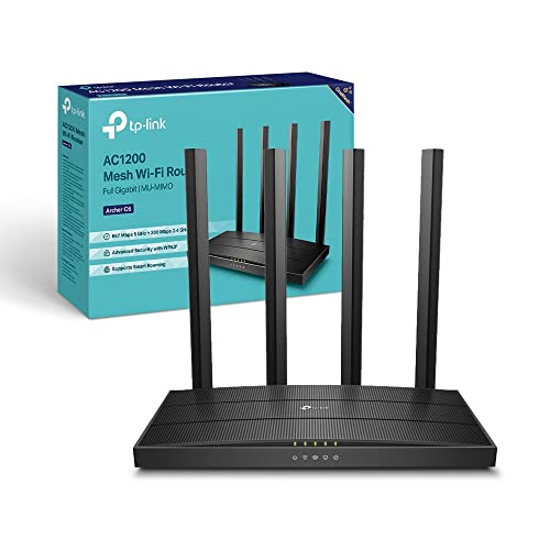TP-Link Archer C6 Gigabit Router Wi-Fi, Dual Band AC1200Mbps Wireless, 5 Porte Gigabit, ‎‎MU-MIMO, Parental Control, Tecnologia Beamforming, Configurazione Semplice, Supporto IPTV, IPv6, WPS
