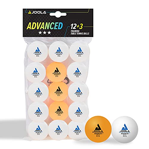 JOOLA 44206 - Palline da ping pong a 3 stelle, per allenamento avanzato, diametro 40 mm, 15 pezzi, colore: Bianco/Arancione
