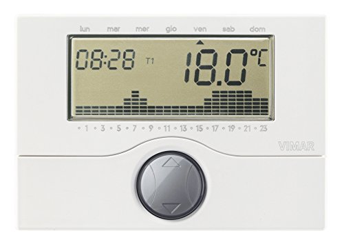 Vimar 01910 Cronotermostato Programmabile A Batteria, Bianco, ‎13 x 10.4 x 2 cm 210 grammi