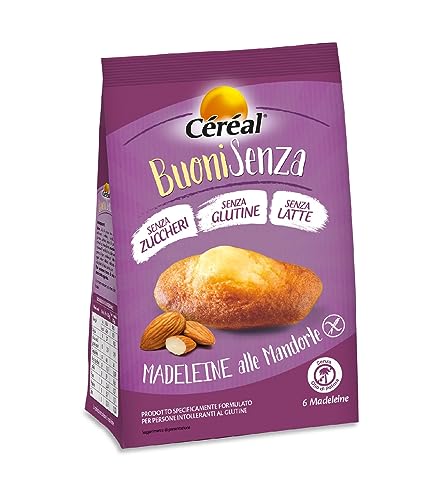 Céréal Madeleine Mandorle, merendine Senza Glutine, Senza Latte, Zero Zuccheri, 180 g