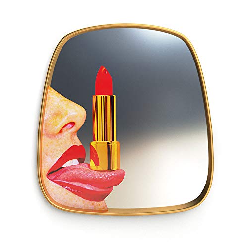 Seletti Toiletpaper Small Mirror Gold Frame Tongue Specchio Piccolo con Decoro Lingua