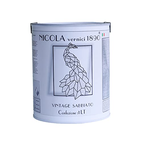 Vernice Decorativa della Linea Vintage, a Base di Acqua, Made in Italy, Sabbiato Fine, Perla - Formato da 1 lt