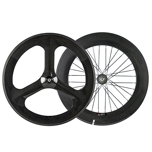 WINDBREAK BIKE T700 Carbon 3 Spoke 70mm Front Wheel 88mm Rear Wheel for Fixed Gear Bike