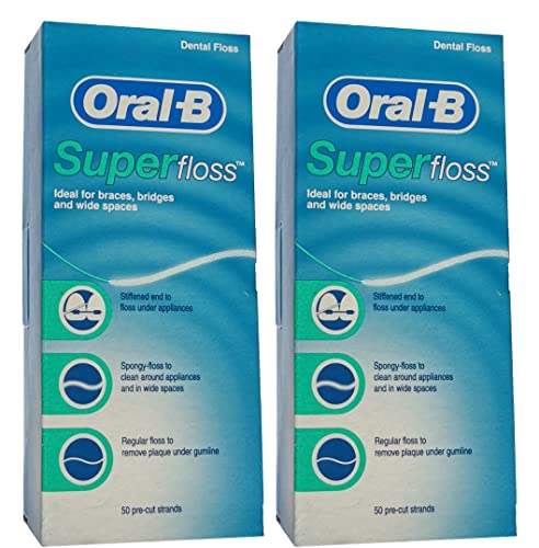 Oral-B Superfloss - 2 confezioni di filo interdentale da 50 fili