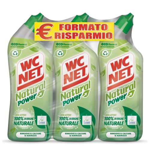 Wc Net - Natural Power Gel, Anticalcare e Igienizzante per Sanitari e Superfici, Pulitore Liquido per Wc, 700 ml x 3 confezioni