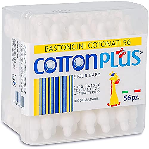 Cotton Plus BASTONCINI COTONATI SICUR BABY 56 pz. - LINEA BABY | BASTONCINI CON PROTEZIONE PER BAMBINI | Igienici e delicati
