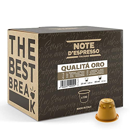 Note D'Espresso Caffè Qualità Oro, Capsule Compatibili Soltanto con Sistema NESPRESSO, 100 Caps