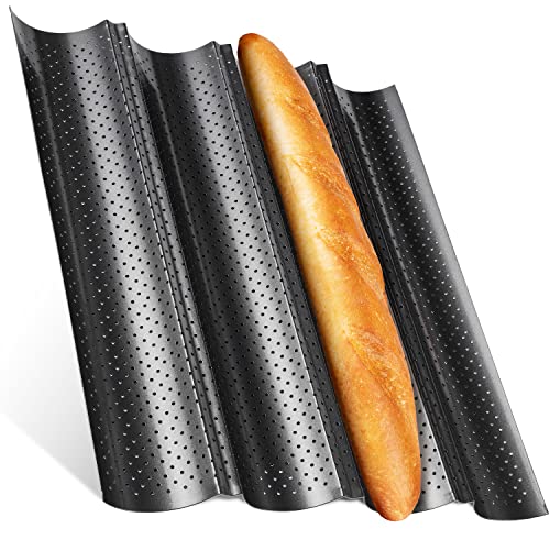 Feelino® – 4 stampi antiaderenti per baguette, in acciaio al carbonio, lavabile in lavastoviglie