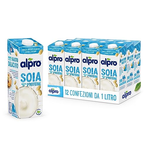 ALPRO CLASSICO, Bevanda alla SOIA, 100% vegetale con vitamine B2, B12 e D2 (12 confezioni da 1 Litro)