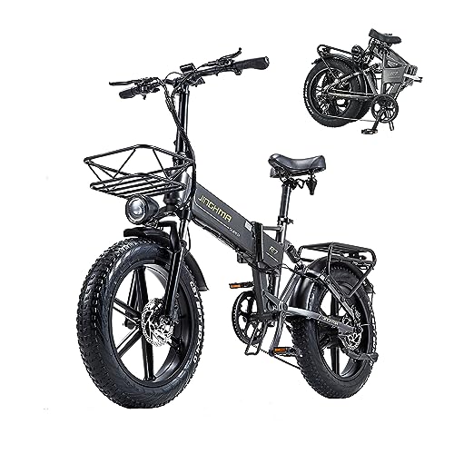 R7PRO - Mountain bike elettrica pieghevole, 20 * 4.0'' con pneumatici grassi, bici elettrica da 48 V 16 Ah, batteria rimovibile, display LCD, Shimano a 8 velocità (grigio)