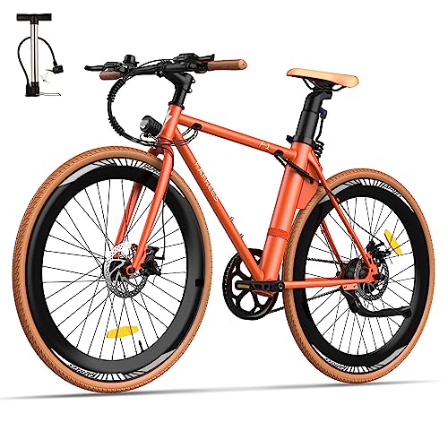 Fafrees F1 bici da corsa bici elettrica e-bike uomo, Lady E Biking 25 km/h 250 W, e-bike city bike con batteria 36 V 8,7 Ah, bici elettriche 40N.m single-speed, bici da città pedelec (arancia)