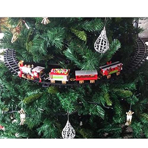 Christmas Presents Trenino Natalizio con Supporto Installazione per Centro Albero di Natale Treno Elettrico 3 Vagoni con Luci Natalizie Diametro Pista 89 cm