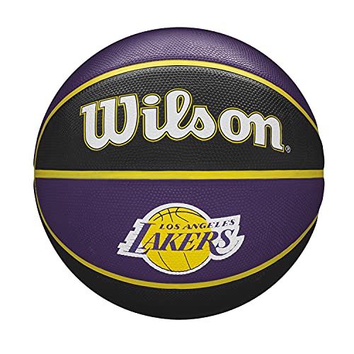 Wilson Pallone da Basket NBA TEAM TRIBUTE BSKT, Utilizzo Outdoor, Gomma, Misura 7, Viola/Nero (Los Angeles Lakers)