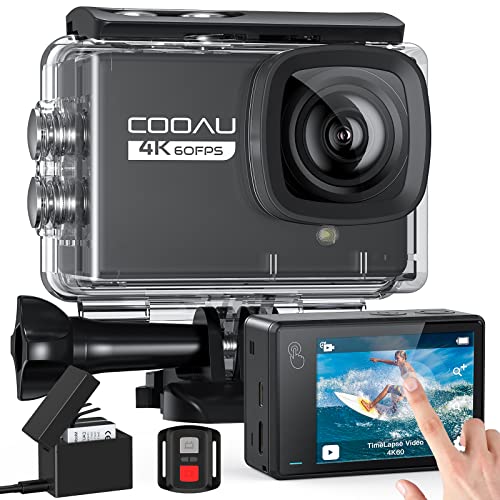 COOAU Nuova Action Cam 4K WiFi 24MP Touch Screen con Microfono Esterno fotocamera subacquea 40M con Telecomando EIS Stabilizzazione action camera 170° 2 Batterie 1350mAh/Accessori