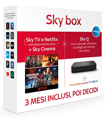 Sky box con 3 mesi di Sky TV e Netflix (Intrattenimento plus) + Sky Cinema | Decoder Sky Q incluso