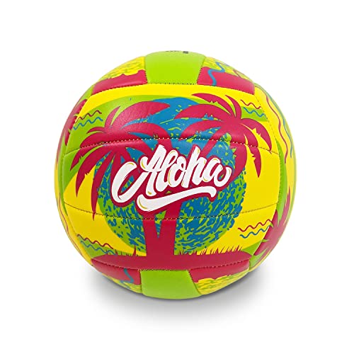 Mondo Toys - Palla da gioco volley Beach Volley ALOHA - taglia 5 indoor, outdoor, beach, pvc sponge soft touch, colore rosa giallo verde - 23027