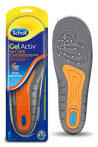 Solette da lavoro Scholl GelActiv per scarpe da lavoro in 40-46,5 — Per piedi fortemente stressati — 1 paio di suole in gel, nero/arancione/blu