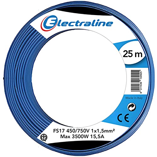Electraline 13092 Cavo Unipolare FS17, Sezione 1 x 1.5 mm², Blu, 25 m