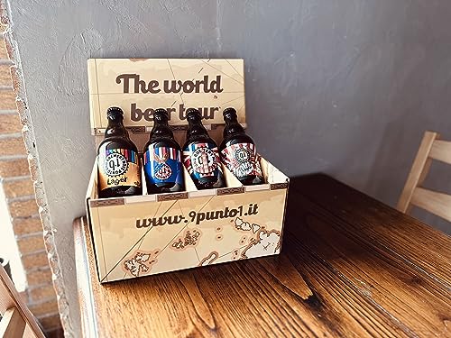 BOX DEGUSTAZIONE GIRO DEL MONDO IN 8 BIRRE - 8 bottiglie di birra artigianale Italiana da 33 cl FORMATO da 8 differenti stili di birra, 1 bottiglia per ogni stile.