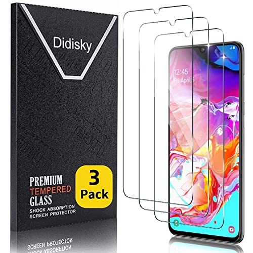 Didisky 3 Pezzi Pellicola Protettiva in Vetro Temperato per Samsung Galaxy A70, Protezione Schermo [Tocco Morbido ] Facile da Pulire, Facile da installare, Trasparente