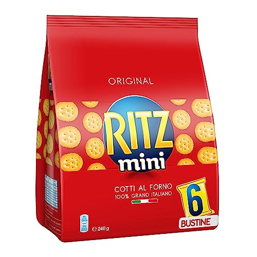 Ritz Crackers Mini Original, 100% Grano Italiano, Cotti al Forno, 240g (multipack 6 bustine da 40g)