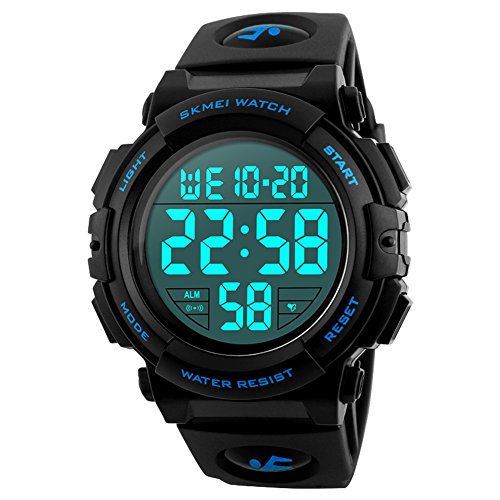 Orologio digitale sportivo da uomo, per corsa all’aperto, impermeabile fino a 5 atm, orologio militare sportivo con cinturino largo, orologio LED con allarme