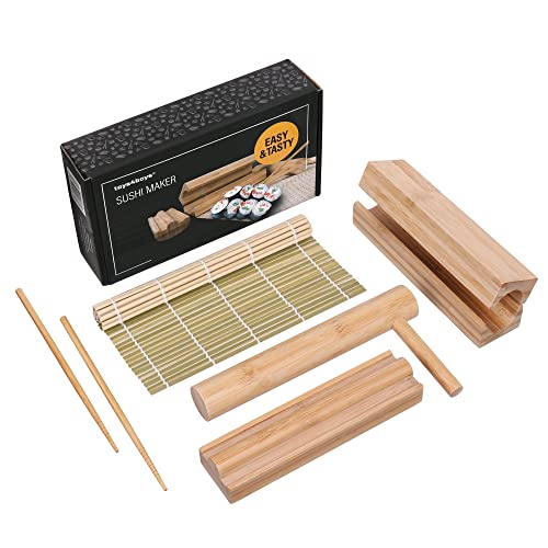 Toys4Boys Set di sushi per sushi fai da te – Sushi Roller Bazooka -Sushi Kit – Tappetino in bambù per sushi macchina-100% bambù