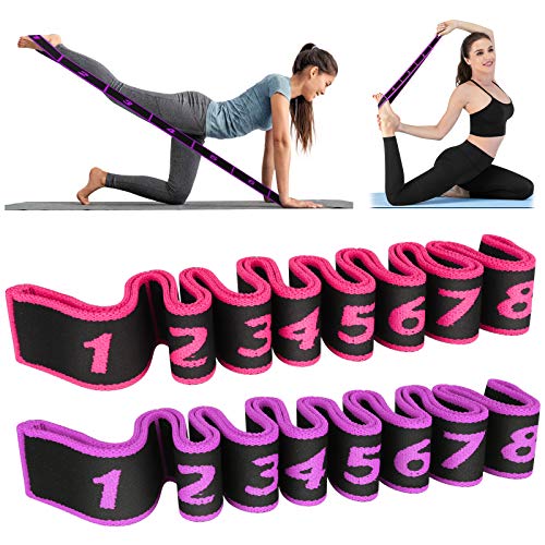 Hippodance 2 Pezzi Cinturino per Esercizi Elastico,Banda Fitness Cotone,Cintura Resistenza Yoga Loop per Fitness, Pilates, Fisioterapia, Stretching