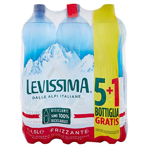 Levissima Acqua Minerale Frizzante, 100% Riciclabile - 6 x 1.5 L