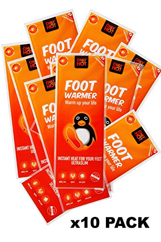 Only Hot Foot Warmers , Scaldapiedi , 8 ore di calore, Pronti all'uso, autoriscaldanti, 100% Naturale, Taglia unica,Soletta per scarpa ,10 paia, Multipack