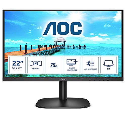 AOC 22B2H Monitor Italia LED da 21.5' VA Panel, FHD, 1920x1080, 75Kz, VGA, HDMI, Nero