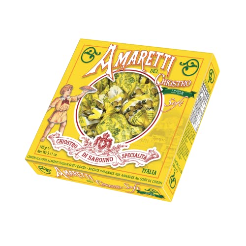Chiostro di Saronno® | Amaretti del Chiostro® | Amaretti Morbidi al Limone - 145 Gr | Scatole di Pasticceria | Confezione Amaretti Limone Senza Glutine