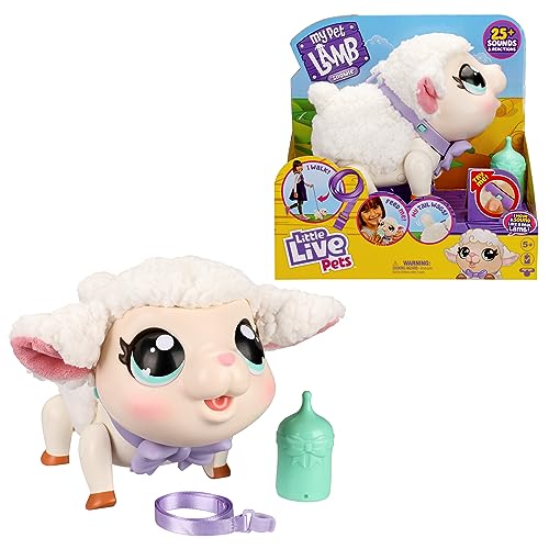 Little Live Pets - My Pet Lamb | Agnello giocattolo interattivo morbido e lanoso che cammina, balla oltre 20 suoni e reazioni, batterie incluse, per bambini dai 5 anni in su