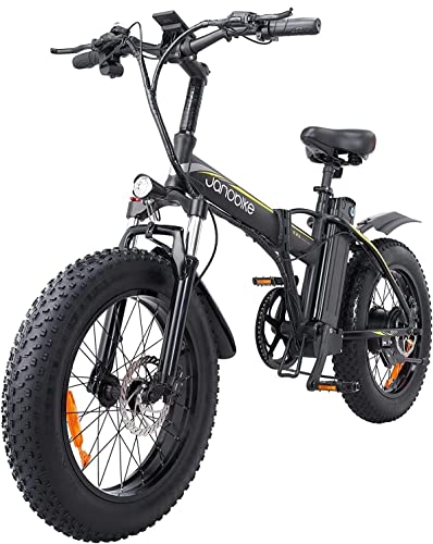 JANSNO Electric Bike 20' x 4.0 Fat Tire, 7 velocità, freni idraulici XOD anteriore e posteriore, Pieghevole e-bike urbana con motore senza spazzole, batteria rimovibile 48V 12.8Ah