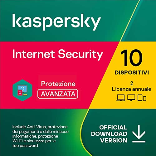 Kaspersky Internet Security 2022 | 10 Dispositivi | 1 Utente | 2 Anni | PC/Mac | Codice d'attivazione via email