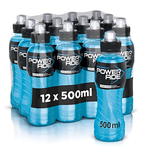 Powerade Mountain Blast Sport Drink – Bevanda Isotonica, Bottiglia Ergonomica in PET 100% Riciclabile con Tappo Sport, Soluzione di Carboidrati e Elettroliti, 500 ml, Confezione da 12 (12 x 500 ml)